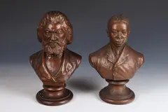 Issac Scott Hathaway, FREDERICK DOUGLAS and PAUL LAURENCE DUNBAR: TWO WORKS, Plaster busts with bronze patina - Height: 12 in., each PROVENANCE: Estate of Jim Graham, former Washington