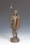 Leon Perzinka, Warrior with Shield and Spear, Bronze - Height: 12 in