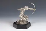 W.H. Schnell, Kneeling Male Nude with Bow and Arrow, Silvered bronze - Height: 6 in