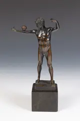 Victor Bugler, Nude Male Athlete with Ball, Bronze