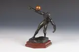 E. Hamburger, Untitled, NUDE MALE ATHLETE WITH GOLD BALL, bronze, signed