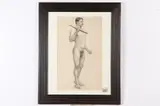 Standing Male Nude by American School, STANDING MALE NUDE, charcoal, sold Feb 2018