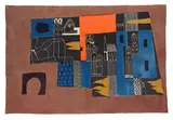 Michael O'Connell, 'Michael O'Connell (1898-1976) 'Figures and Towers' paste resist on cotton 125 x 186cm