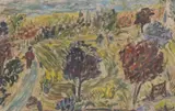 Joy Girvin, Joy Girvin (b.1961) 'Walled Garden at Wallington II' monoprint and chalk pastel 52 x 82cm