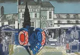 Edward Bawden, Untitled, the linocut fills the paper
