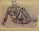 Frank Dobson, Untitled, pencil and coloured chalks 53 x 65cm