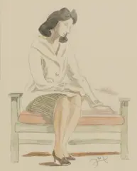 Doris Brabham Hatt, Untitled, pencil and watercolour 24 x 19.5cm