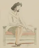 Doris Brabham Hatt, Untitled, pencil and watercolour 24 x 19.5cm