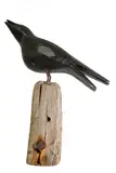 Guy Taplin, Untitled, Guy Taplin (b.1939) 'Crow' carved and painted wood on a driftwood base