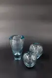 Per Lütken for Holmegaard, Three blue tinted blown glass vases