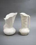 Two matt white fluted neck jugs by Crown Lynn Potteries, sold Feb 2023