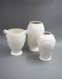 Three matt white vases by Crown Lynn Potteries, sold Feb 2023
