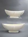 Pair of white boat-shaped vases by Crown Lynn Potteries, sold Feb 2023