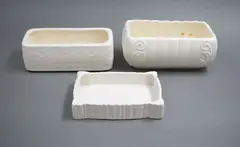 Three rectangular white trough vases by Crown Lynn Potteries, sold Feb 2023