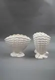 Three matching two-way ribbed shell vases by Crown Lynn Potteries, sold Feb 2023
