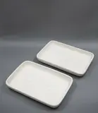 Two white large rectangular trays by Crown Lynn Potteries, sold Feb 2023