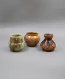 Three small trickle glaze vases by Crown Lynn Potteries, sold Feb 2023
