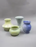 Four trickle glaze vases by Crown Lynn Potteries, sold Feb 2023