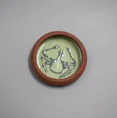 Early slip trailed pin dish by Len Castle, sold Feb 2023