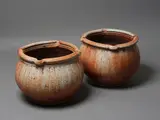Peter Alger, Rare pair of large Shino glazed planters