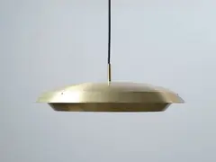 A mid-century Danish brass pendant lamp by Lyfa, sold Oct 2022