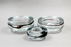 Three decorative blown glass dishes by Holmegaard, sold Oct 2022