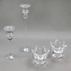 Holmegaard & Orrefors, Four Scandinavian glass candlesticks