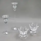 Holmegaard & Orrefors, Four Scandinavian glass candlesticks