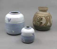 Denmark Søholm, Three assorted 1960s pottery vases