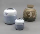 Denmark Søholm, Three assorted 1960s pottery vases