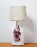 Michael Bang for Holmegaard, Large ‘Symmetrisk’ modern art lamp white blown glass with aubergine inclusions, c. 1984, c. 1984