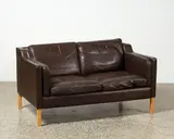 Denmark Stouby Møbelfabrik, Two-seater Danish leather sofa