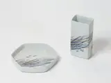 four-sided vase together with a hexagonal dish by Royal Copenhagen, sold May 2021