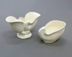 Two shell-shaped white vases by Crown Lynn Potteries, sold Dec 2020