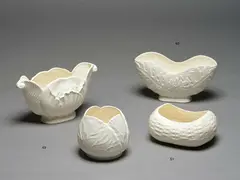Crown Lynn Potteries, Duo of white cabbage-themed vase