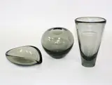 Holmegaard, Two 1960s 'smoky' glass vases