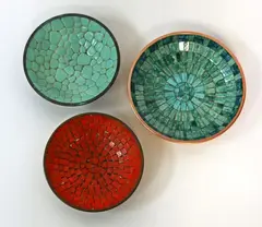 Three mosaic bowls by John Crichton, sold Sep 2020