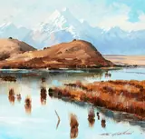 Aston Greathead, Big Tarn from the Old Road to the Hermitage, Mt Cook, Tasman Valley