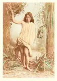 Arthur Iles, Māori Girl with Korowai in a Bush Setting