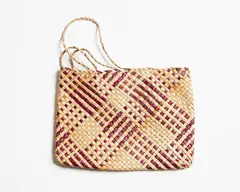 2 small kete whakairo (patterned) and, 1 kete houhere (lacebark)