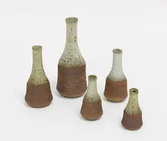 June Handly, Five stoneware bottle vases