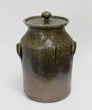 Paul Tobin [attrib.], Large salt glazed stoneware lidded jar