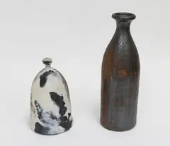 Raku fired earthenware bottle vase by Ray Rogers, sold Oct 2018