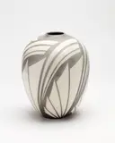 Charles Newton Broad, Black and white raku form stoneware vase