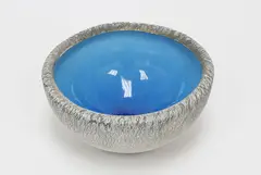 Blue alkaline glazed deep bowl by Len Castle, sold Jul 2018