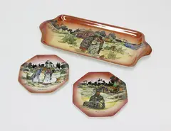 Rectangular Grimwades Maori Ware lustre, Te Hongi patterned sandwich plate