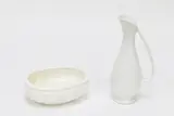Titian white glazed slim jug, and a Crown Lynn pure white Flair Art pottery bowl