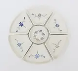 O.C Stephens, Hand painted seven–piece hors d’oeuvre set