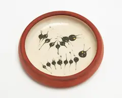 Slip trailed pin dish by Len Castle, sold Feb 2018