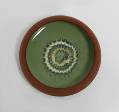 Slip trailed pin dish by Len Castle, sold Feb 2018